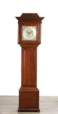 Lot 1242 - SAMUEL LAWSON OF KEIGHLEY AN 18TH CENTURY OAK 30-HOUR LONGCASE CLOCK