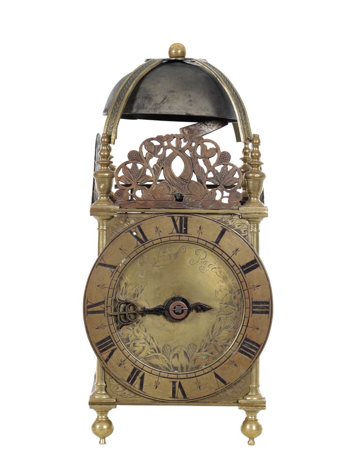 Lot 1317 - ROBBART PAGE A 17TH CENTURY ENGLISH LANTERN CLOCK WITH BALANCE WHEEL VERGE ESCAPEMENT