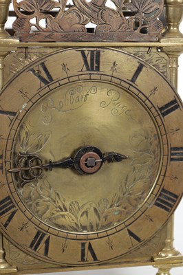 Lot 1317 - ROBBART PAGE A 17TH CENTURY ENGLISH LANTERN CLOCK WITH BALANCE WHEEL VERGE ESCAPEMENT