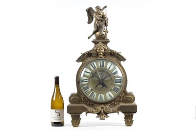 Lot 1306 - DENIERE A PARIS. A 19TH CENTURY FRENCH ORMOLU MANTEL CLOCK WITH MOONPHASE