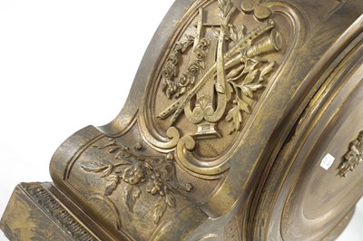 Lot 1306 - DENIERE A PARIS. A 19TH CENTURY FRENCH ORMOLU MANTEL CLOCK WITH MOONPHASE
