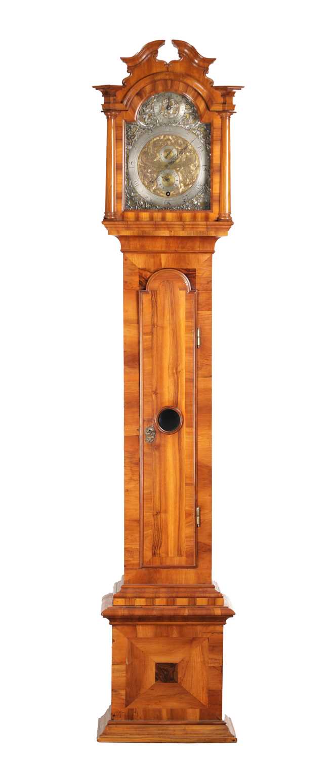 Lot 1250 - JOHAN MICHAEL DERMER, OCHSENHAUSEN AN 18TH CENTURY GERMAN WALNUT YEAR-GOING REGULATOR LONGCASE CLOCK