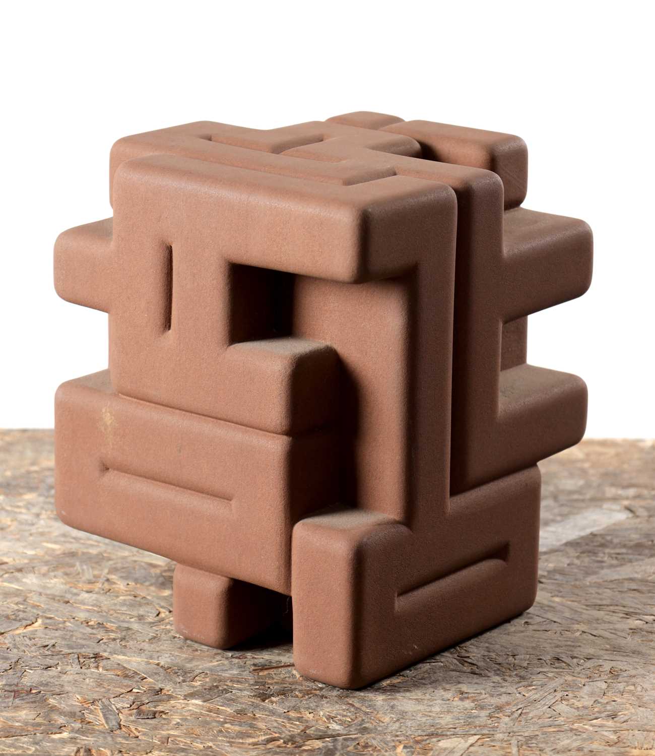 Lot 996 - RICHARD PERRY MRSS A RED STONE CUBOID SCULPTURE (SIX SIDES TO A CUBE 2)