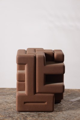 Lot 996 - RICHARD PERRY MRSS A RED STONE CUBOID SCULPTURE (SIX SIDES TO A CUBE 2)