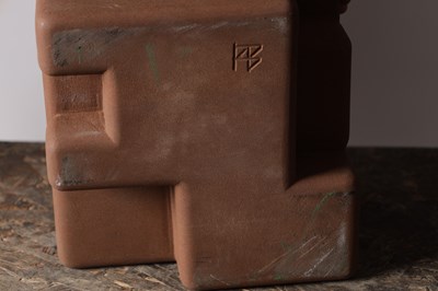 Lot 996 - RICHARD PERRY MRSS A RED STONE CUBOID SCULPTURE (SIX SIDES TO A CUBE 2)