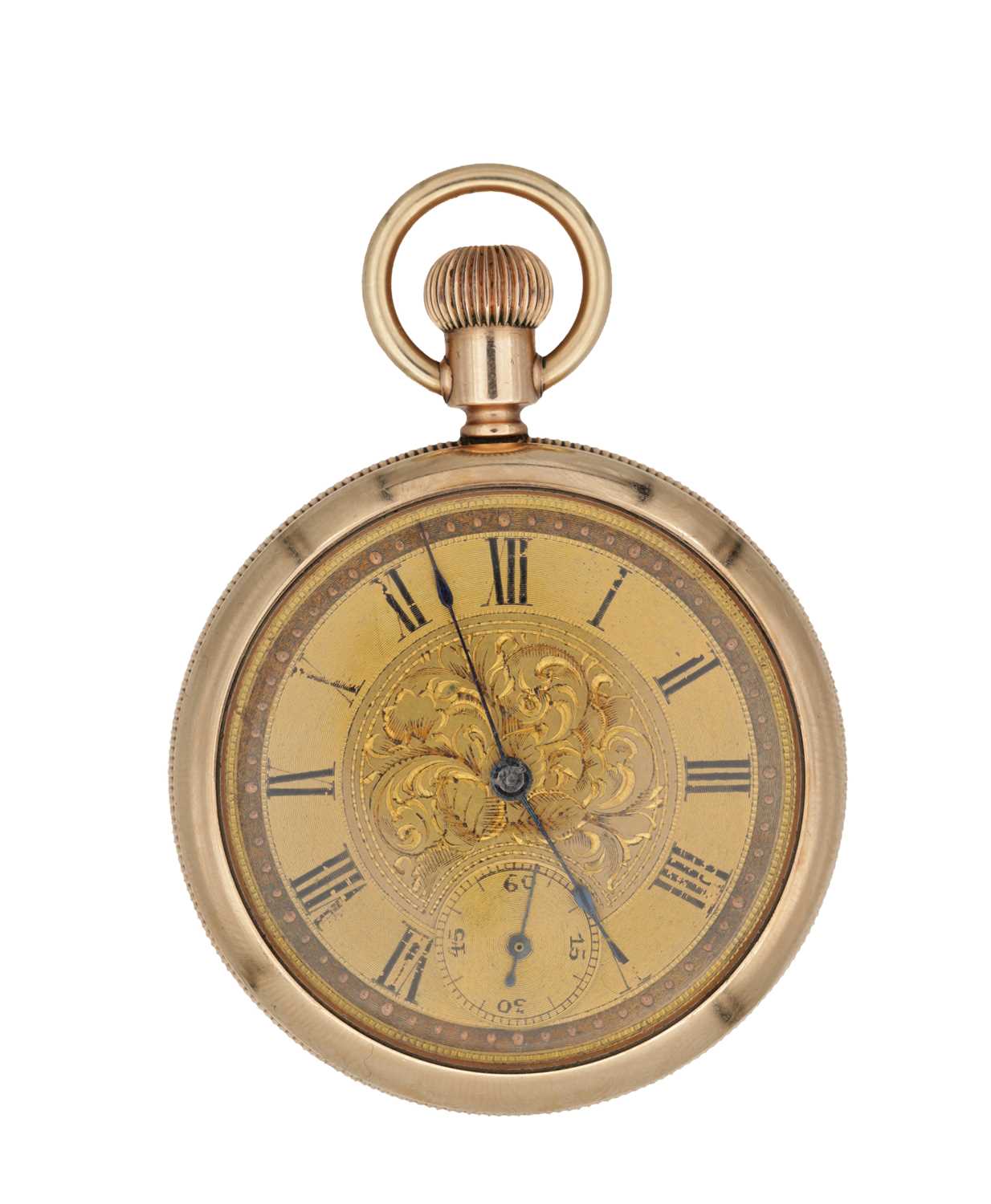 864 - AN AMERICAN 10CT GOLD OPEN FACED POCKET WATCH