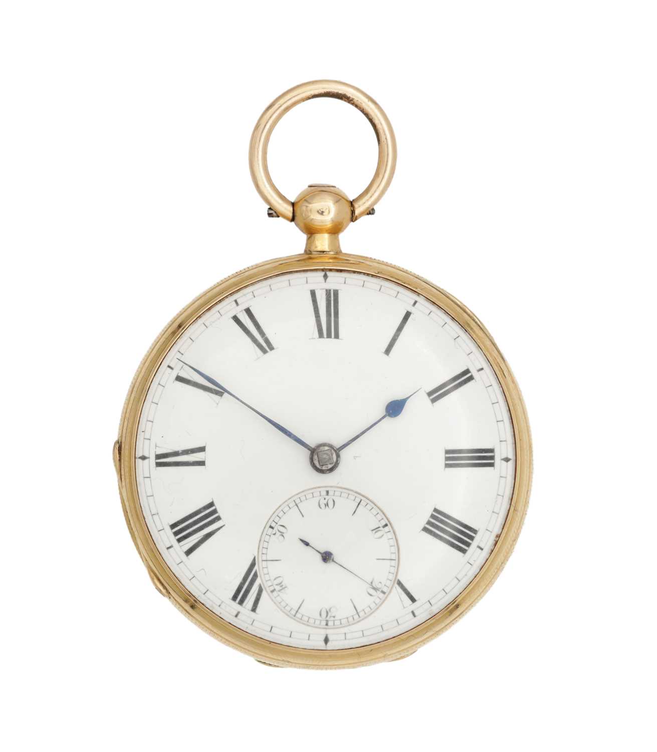 Lot THOMAS ADAMS, SHEFFIELD. AN 18CT YELLOW GOLD OPEN FACED POCKET WATCH