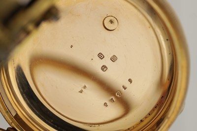 Lot THOMAS ADAMS, SHEFFIELD. AN 18CT YELLOW GOLD OPEN FACED POCKET WATCH