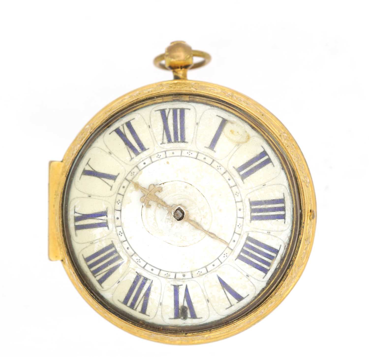 971 - CADIER PARIS. A LATE 17TH CENTURY FRENCH GILT CASED OIGNON VERGE POCKET WATCH