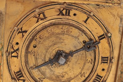 Lot 1301 - AN EARLY 17TH CENTURY GERMAN GILT CASED STRIKING TABLE CLOCK