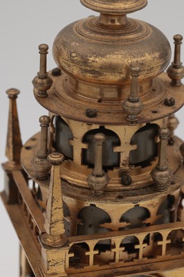 Lot 1218 - AN EARLY 17TH CENTURY GERMAN GILT BRASS QUARTER STRIKING VERGE TOWER CLOCK