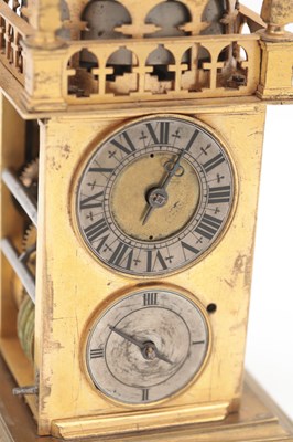 Lot 1218 - AN EARLY 17TH CENTURY GERMAN GILT BRASS QUARTER STRIKING VERGE TOWER CLOCK