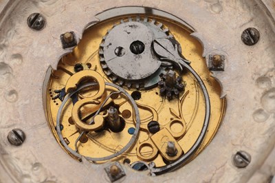 Lot 1243 - AN EARLY 17TH CENTURY SILVER AND GILT PENDULE A CERCLES TOURNANTS CLOCK WITH FIGURAL FINIAL