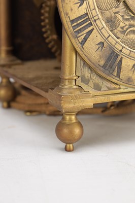 Lot 1341 - RICHARD ANES A RARE 17TH CENTURY BRASS LANTERN CLOCK