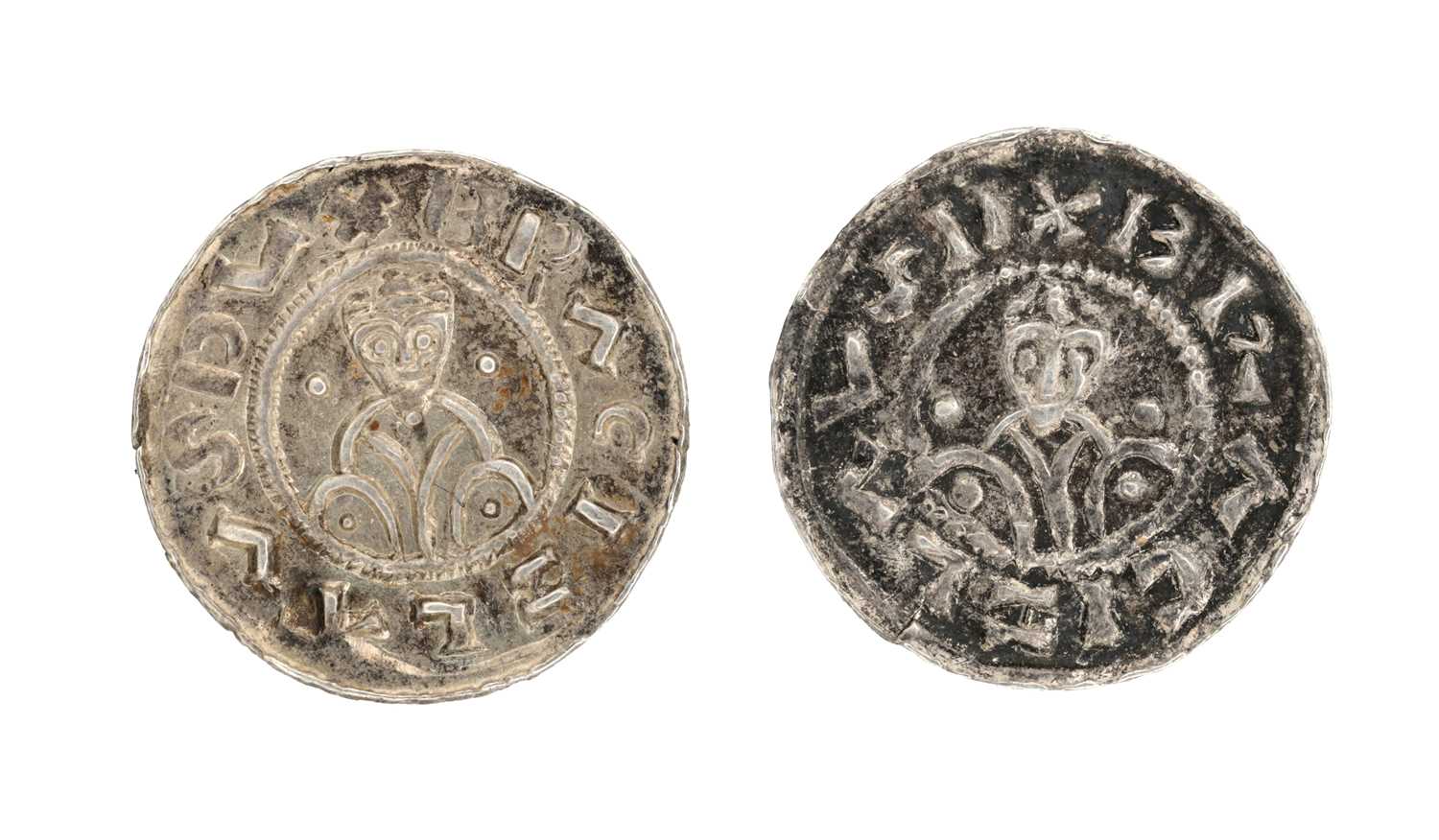 82 - TWO LATE 11TH CENTURY BOHEMIAN SILVER DENAR COINS OF BRETISLAV II