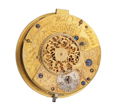 Lot 345 - BENJAMIN WEBB, LONDON. AN UNUSUAL MULTI DIAL VERGE POCKET WATCH MOVEMENT