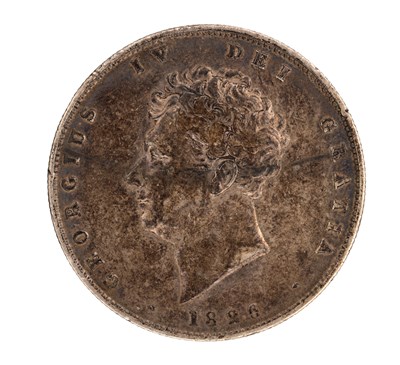 Lot 196 - AN 1826 ENGLISH SILVER GEORGE IV BARE HEAD HALF-CROWN