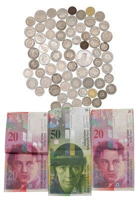 Lot 185 - A LARGE COLLECTION OF SWISS COINS AND NOTES