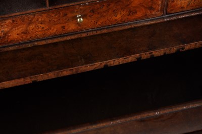 Lot 1674 - A WILLIAM AND MARY HERRINGBONE INLAID FIGURED WALNUT BUREAU OF SMALL SIZE