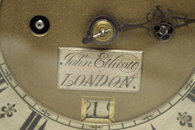 Lot 1335 - JOHN ELLICOTT, LONDON, A MID 18TH CENTURY ORMOLU-MOUNTED EBONISED QUARTER REPEATING BRACKET CLOCK