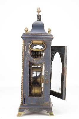 Lot 1285 - EDWARD WICKSTEED, LONDON. A RARE BLUE LACQUER CHINOISERIE QUARTER CHIMING VERGE BRACKET CLOCK