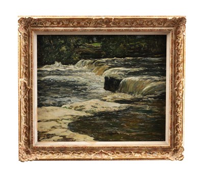 Lot 880 - GEORGE GRAHAM (1881-1949) AN EARLY 20TH CENTURY OIL ON CANVAS WATERFALL LANDSCAPE