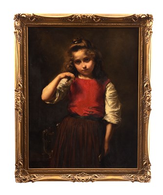 Lot 862 - ALEXIS VOLLON (PARIS 1865-1945) A LATE 19TH CENTURY FRENCH OIL ON CANVAS PORTRAIT OF A YOUNG GIRL "VINCENETTE"