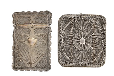 Lot 7 - TWO SILVER FILIGREE CARD CASES