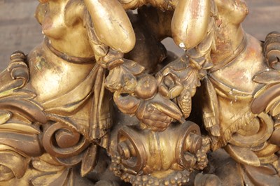 Lot 1571 - A GOOD GEORGE III CARVED GILTWOOD CONSOLE TABLE IN THE MANNER OF WILLIAM KENT