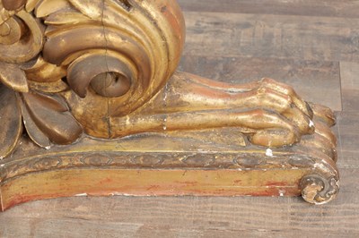 Lot 1571 - A GOOD GEORGE III CARVED GILTWOOD CONSOLE TABLE IN THE MANNER OF WILLIAM KENT