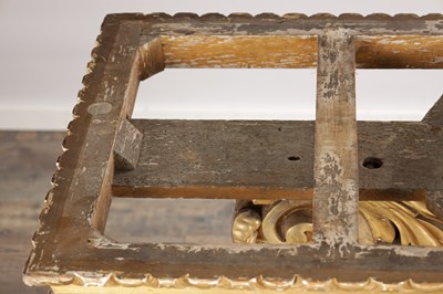 Lot 1571 - A GOOD GEORGE III CARVED GILTWOOD CONSOLE TABLE IN THE MANNER OF WILLIAM KENT