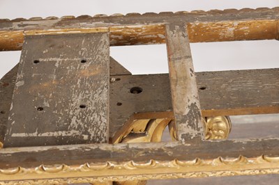 Lot 1571 - A GOOD GEORGE III CARVED GILTWOOD CONSOLE TABLE IN THE MANNER OF WILLIAM KENT