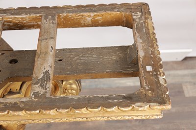 Lot 1571 - A GOOD GEORGE III CARVED GILTWOOD CONSOLE TABLE IN THE MANNER OF WILLIAM KENT
