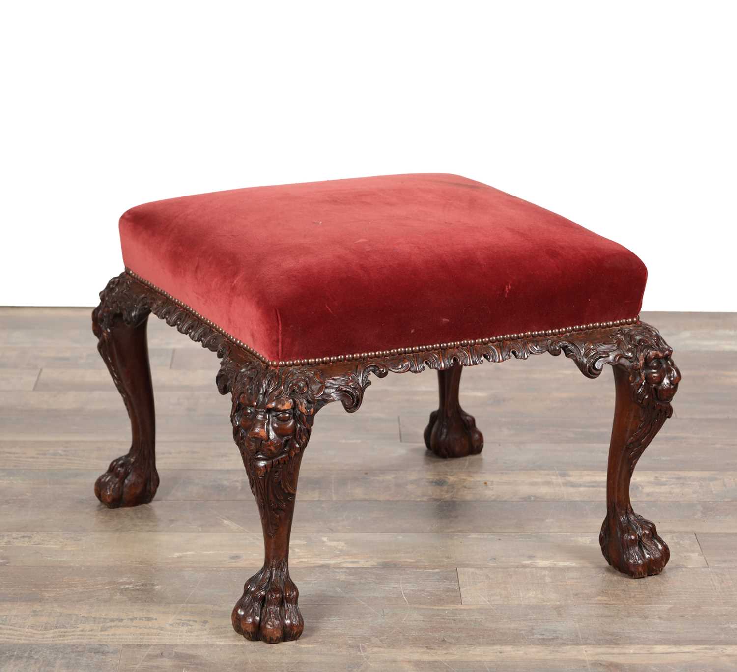 Lot 1598 - A GEORGE II IRISH MAHOGANY DRESSING STOOL