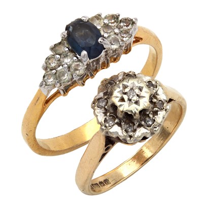 Lot 189 - TWO 14CT AND 9CT GOLD SAPPHIRE AND DIAMOND RINGS