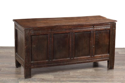 Lot 1522 - A 17TH CENTURY OAK MARRIAGE COFFER