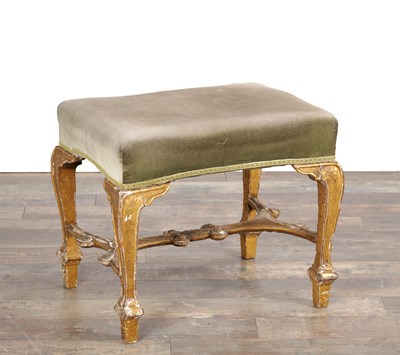Lot 1514 - A GEORGE II GILTWOOD DRESSING STOOL