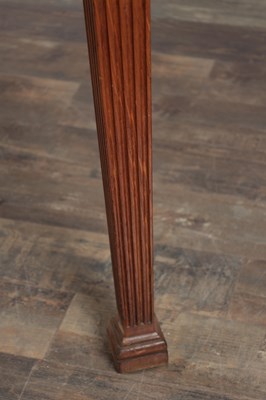 Lot 1615 - A GEORGE III FIGURED MAHOGANY SERPENTINE SERVING TABLE