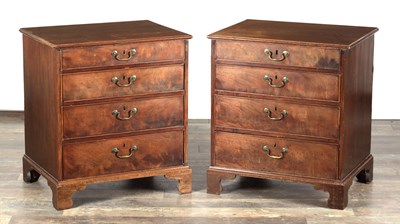 Lot 1572 - A PAIR OF GEORGE III MAHOGANY CHESTS OF DRAWERS