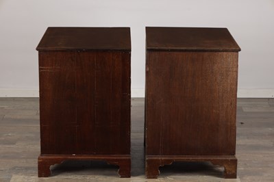 Lot 1572 - A PAIR OF GEORGE III MAHOGANY CHESTS OF DRAWERS