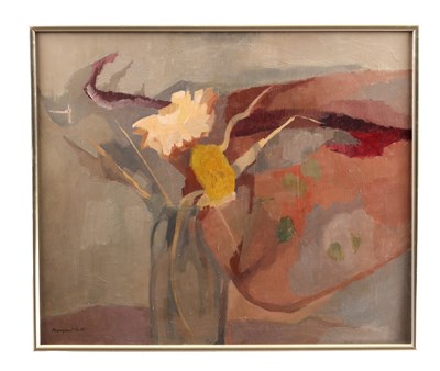 Lot 977 - MARGARET FIRTH (BRITISH 1898-1991) AN OIL ON BOARD STILL LIFE