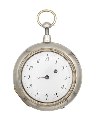 Lot 351 - A LARGE EARLY 19TH CENTURY SILVER PAIR CASED REPEATING POCKET WATCH