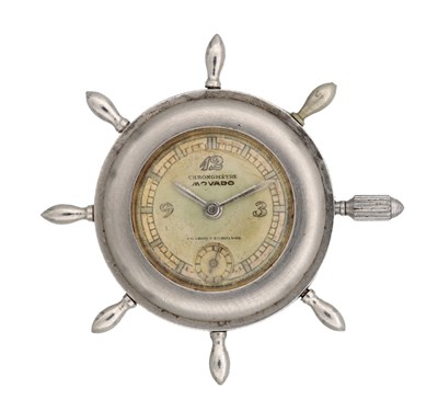 Lot 318 - A 1930S MOVADO NOVELTY SHIP'S WHEEL LAPEL WATCH