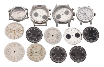 Lot 314 - A COLLECTION OF MID 20TH CENTURY SWISS CHRONOGRAPH WATCH DIALS AND PARTS