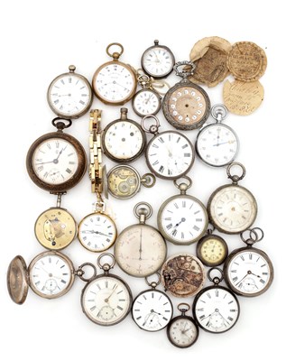 Lot 363 - A COLLECTION OF SILVER AND BASE METAL POCKET WATCHES AND MOVEMENTS