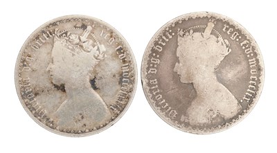 Lot 215 - TWO VICTORIA (1837-1901) ENGLISH SILVER GOTHIC FLORINS