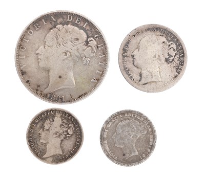 Lot 248 - A COLLECTION OF FOUR VICTORIAN SILVER COINS 1877-1881