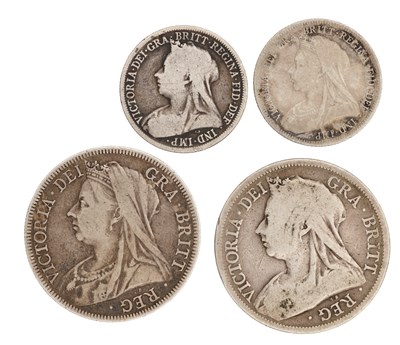 Lot 203 - FOUR QUEEN VICTORIA ENGLISH SILVER COINS