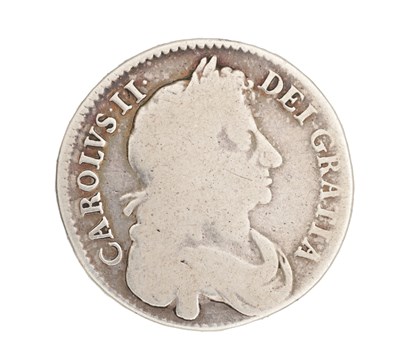Lot 182 - A 1676 ENGLISH SILVER CHARLES II HALF CROWN