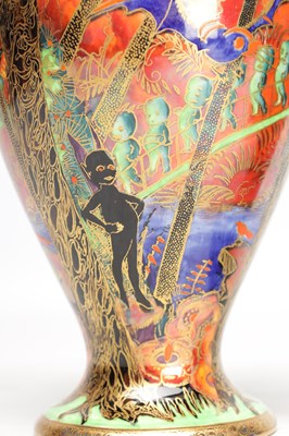 Lot 691 - AN EARLY 20TH CENTURY WEDGWOOD FAIRYLAND LUSTRE VASE IN THE IMPS ON A BRIDGE PATTERN Z5481